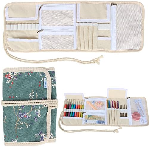 Teamoy Crochet Hook Case Organizer, Crochet Hook Roll Bag, Plum