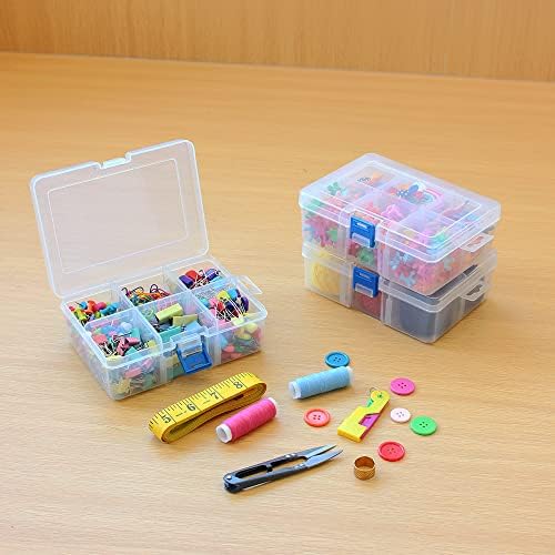 3 Pack Plastic Removable Divider Box and Storage Case for Small Parts
