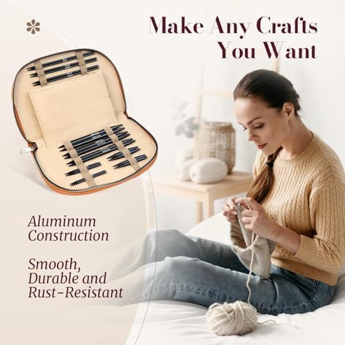 Yarniss 15 Pairs Interchangeable Circular Knitting Needles, Case