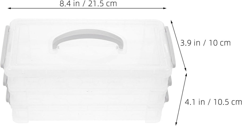 TEHAUX 2pcs Three-layer Storage Box with Lid, Portable Craft Organizer