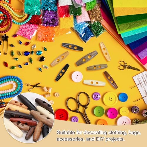 MECCANIXITY 24Pcs Wooden Toggle Button 40mm/1.6" 2 Hole Red Coffee