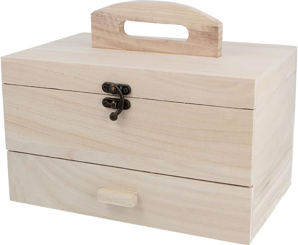 INNSPIRO Balsa wood sewing box with drawer 25x16x15cm, 201