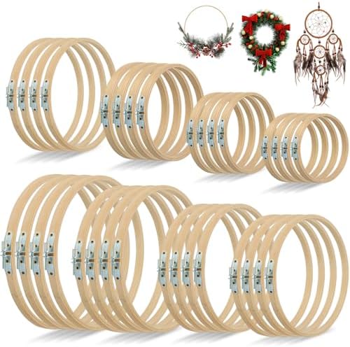 24Pcs Embroidery Hoop 8 Size Wooden Embroidery Hoops 3 Inch to 10 Inch