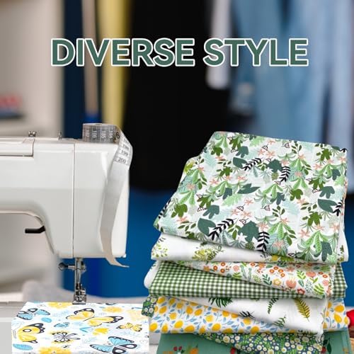 8Pcs 20 x 20 Inch Green Cotton Quilting Fabric Bundle