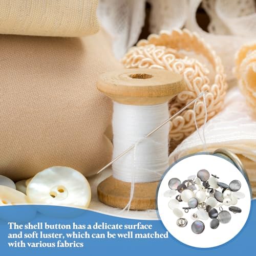 uxcell 5 Pcs Natural Shell Buttons, 10mm Mother of Pearl Buttons Shell