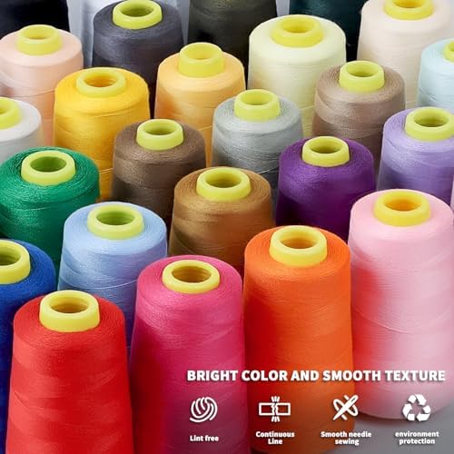 Black & White Polyester Thread, 4-Pack 12,000 Yds, for Serger &