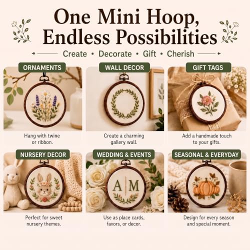 TSV 3in Small Round Embroidery Hoop 10 Pack-Mini Ring for Ornaments &