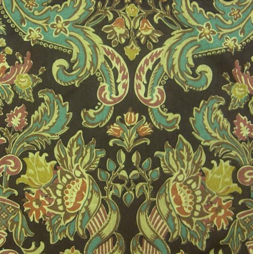 Espresso Manor Damask ~ Fabric by the Yard, (1 Yard) Indoor, Linen