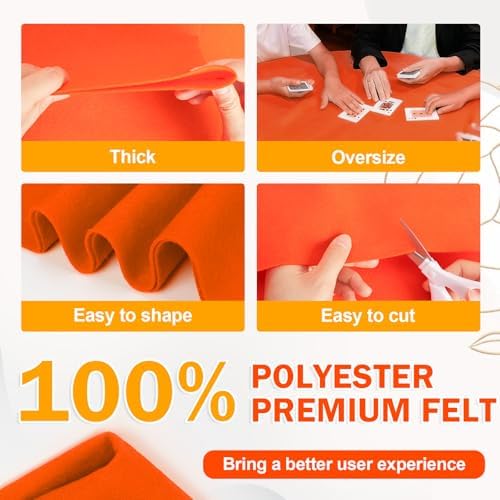 XSEINO Orange Large Felt Fabric 36" X 36 "(1 Square Yard), 1.4 mm