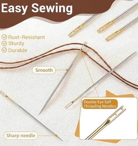 15 PCS Self Threading Needles, 3 Sizes Self Threading Sewing Needles