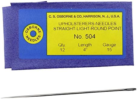 C.S. Osborne 12 Pk. Straight Single Round Point Needle #504, 4" Long