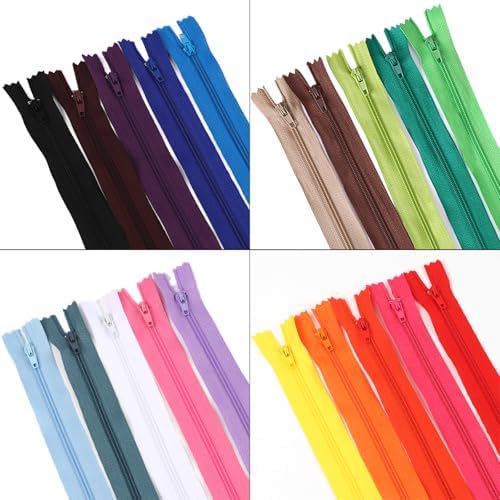 Outuxed 120pcs Zippers for Sewing Mixed Nylon Coil Zippers 8",12",16"