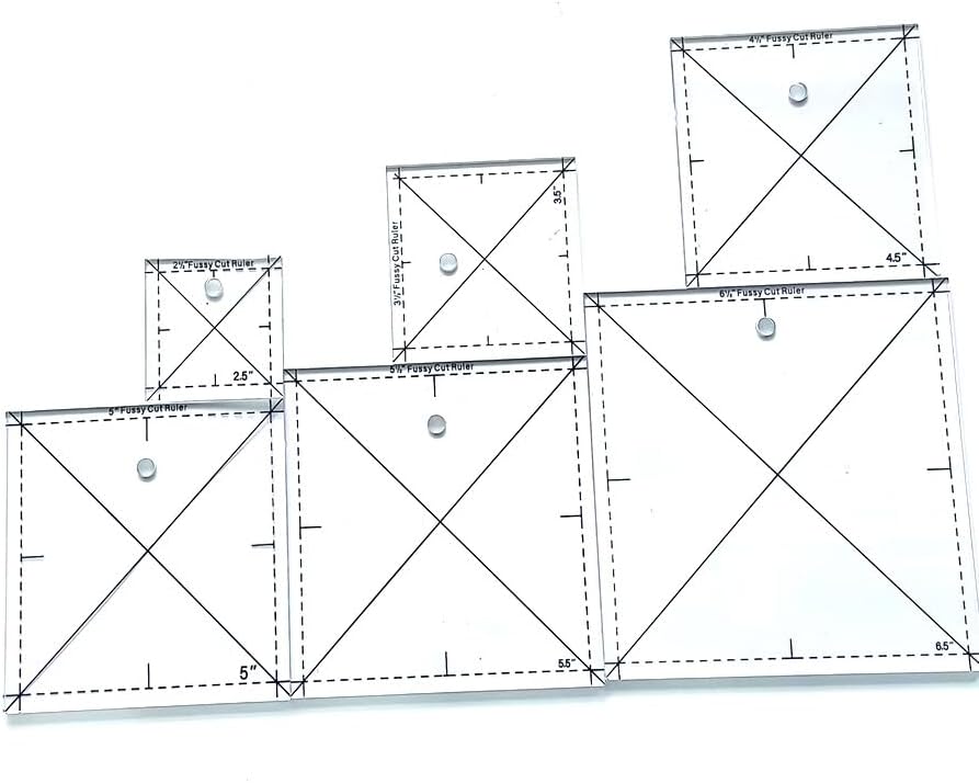 6Pcs Acrylic Quilting Ruler, The Complete Fussy Cut Ruler Set for