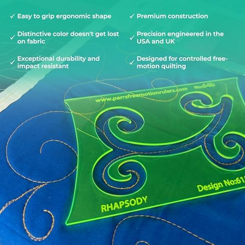 Parrs Rhapsody Floral Free Motion Quilting Ruler for Domestic Machines