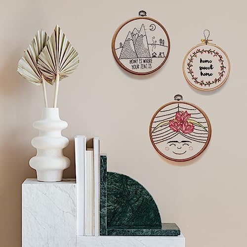 PATIKIL Embroidery Hoop 6pcs Cross Stitch Hoop Rubber Imitated Wood 7"