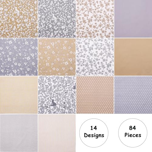 Qokfouy Cotton Charm Squares – Brown & Grey, 84 Pack