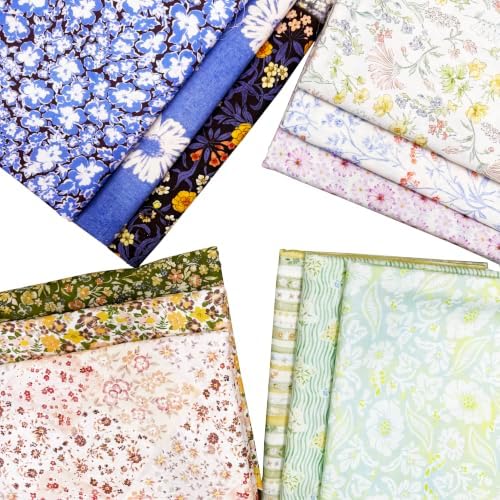 12 Pcs 100% Cotton Floral Fat Quarter Bundle, 18 x 22, 105GSM