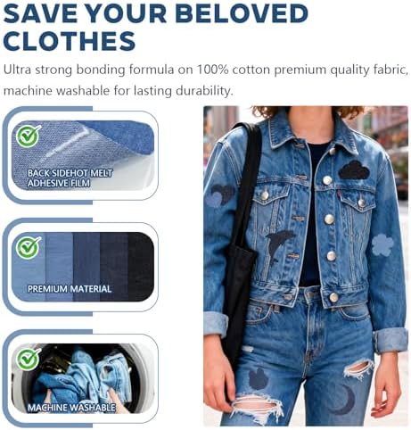 Iron on Jean Patches for Clothes,25PCS Denim Repair Patches for