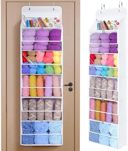 Univivi 6-Tier Hanging Yarn Storage Organizer, Clear White