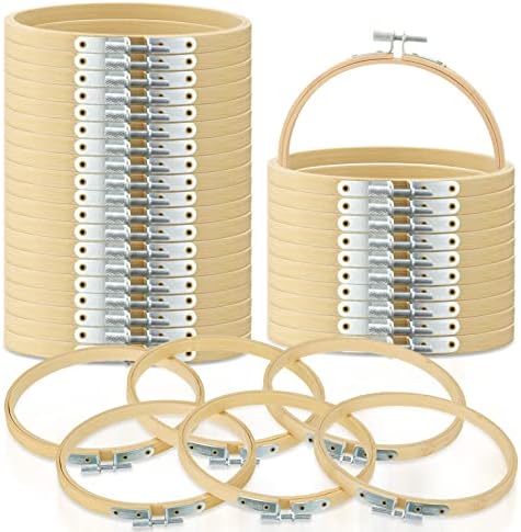 Weysat 36 Pcs 5 Inch Embroidery Hoops Bamboo Cross Stitch Round Rings