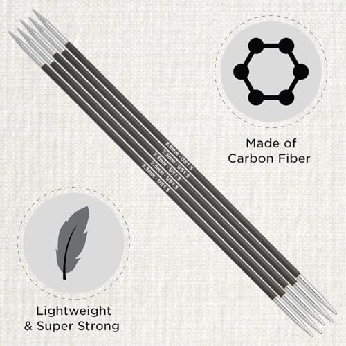 KnitPro Karbonz Double Pointed Needles 8" (20cm) | US Size 1.5 (2.5mm)