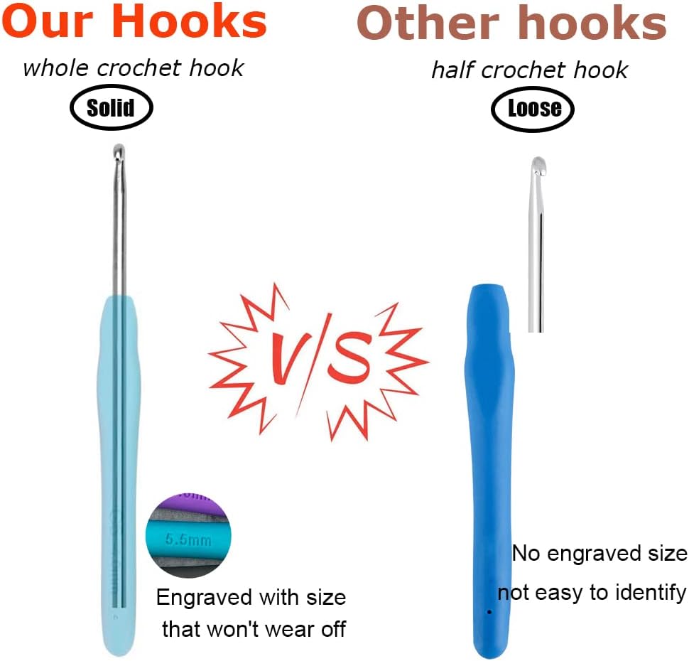 Mdoker Size B/1(2mm) Crochet Hook,Extra Long Crochet Hooks for
