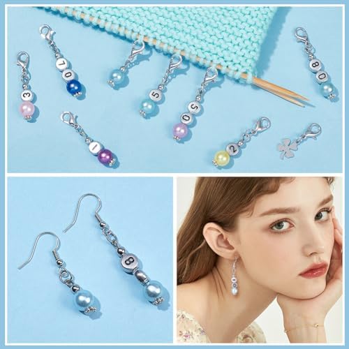 NBEADS 40 Pcs Number Beads Stitch Markers, Acrylic Pearls Crochet