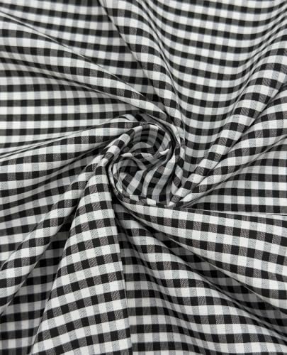EOVEA - Poly Cotton Gingham Checkered Fabric, 60" Wide, 1/8" Plaid