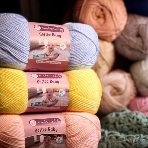 Makromecity Softee Baby Yarn,%100 Premium Anti-Pilling Acrylic