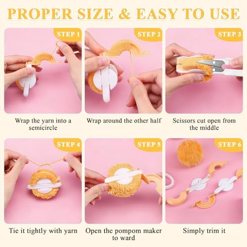 Supkiir 16 Pcs Pompom Makers for Yarn, 4 Sizes Pom Pom Makers with