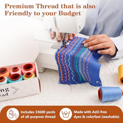 12PCS Sewing Thread Kit 30wt Spools,12 Colors,Assorted Colors Each