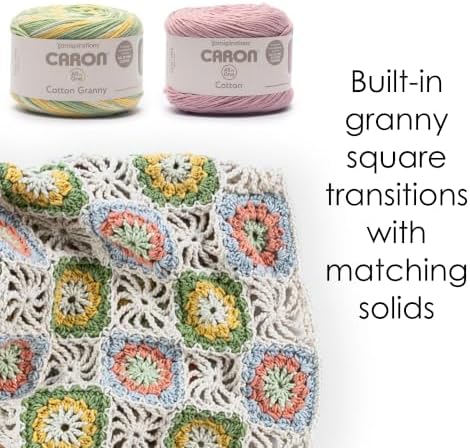 Caron All in One Cotton Granny Yarn for Crocheting, Blossom Bliss