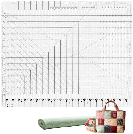 Acrylic Quilting Ruler, 17-3/4in x 22in Anti-Slip Sewing Ruler with
