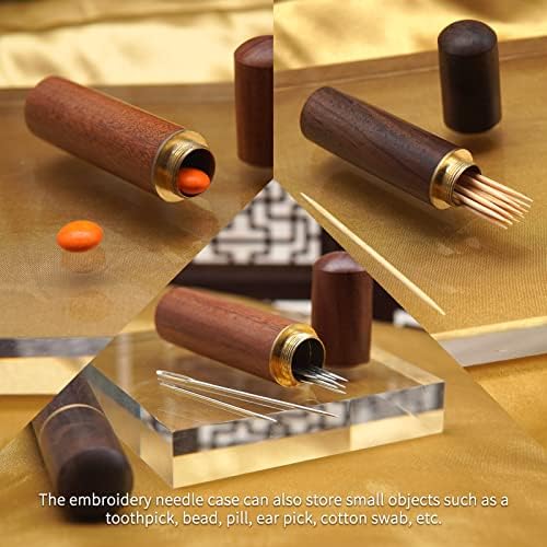 Yuchew Needle Case Sewing Needle Holder Portable Wooden Embroidery