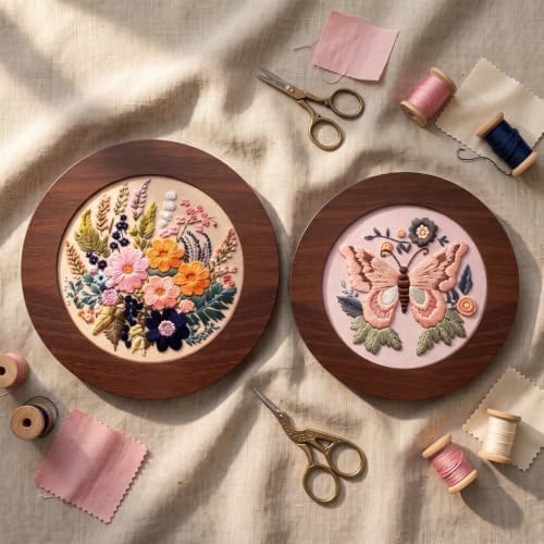 Wenqik 6 Pcs Wood Embroidery Frames for Cross Stitch, 8 Inch, 6 Inch