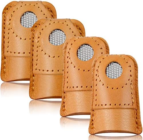 WILLBOND 4 Pcs Leather Thimble Finger Protector for Hand Sewing, 2