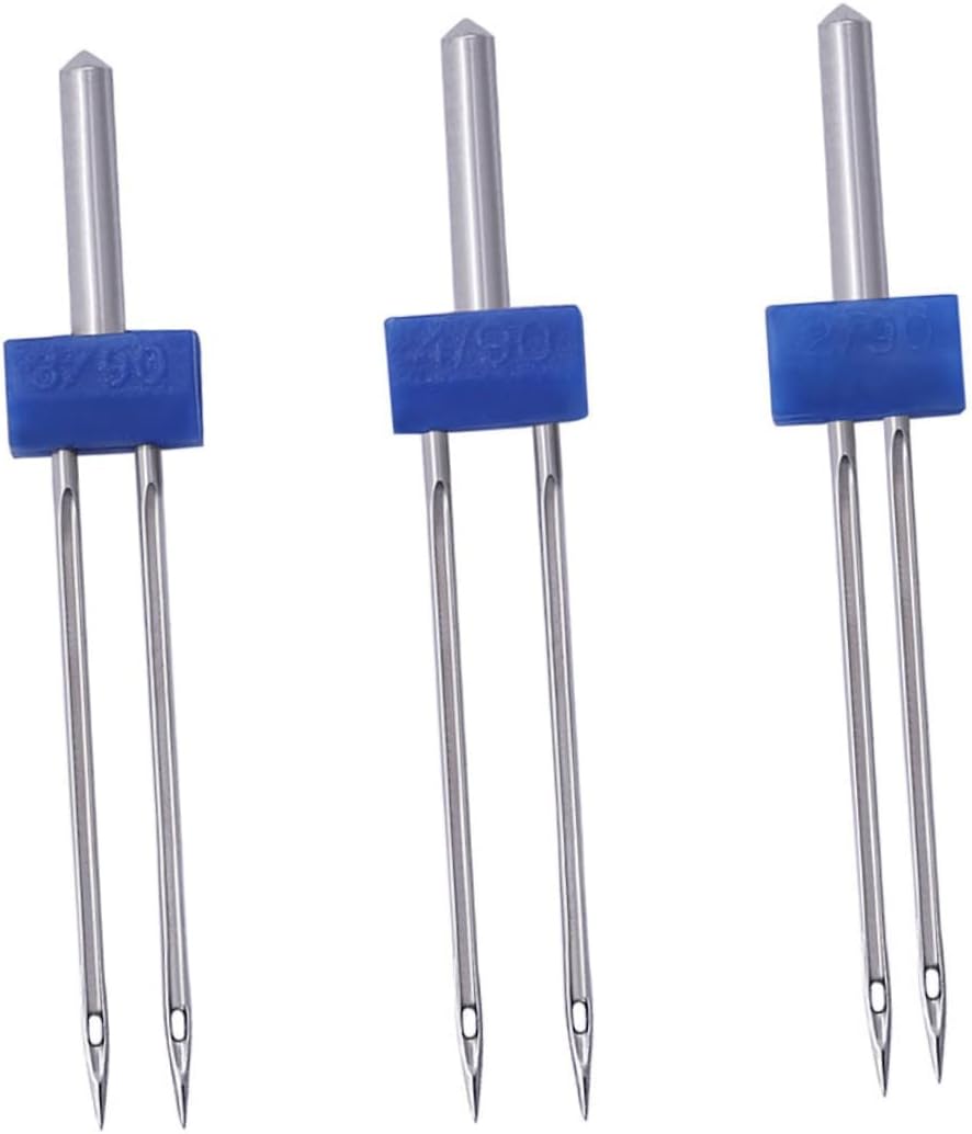 12Pcs Sewing Machine Twin Needles, Double Point Metal Set for Home Use