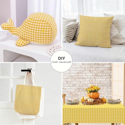 Yellow Gingham Cotton Quilting Fabric 2 Yards, Precut 72" x 63"