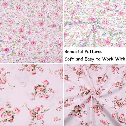 14 Pcs Pink Cotton Fat Quarters Quilting Fabric Bundles 18x22 inch