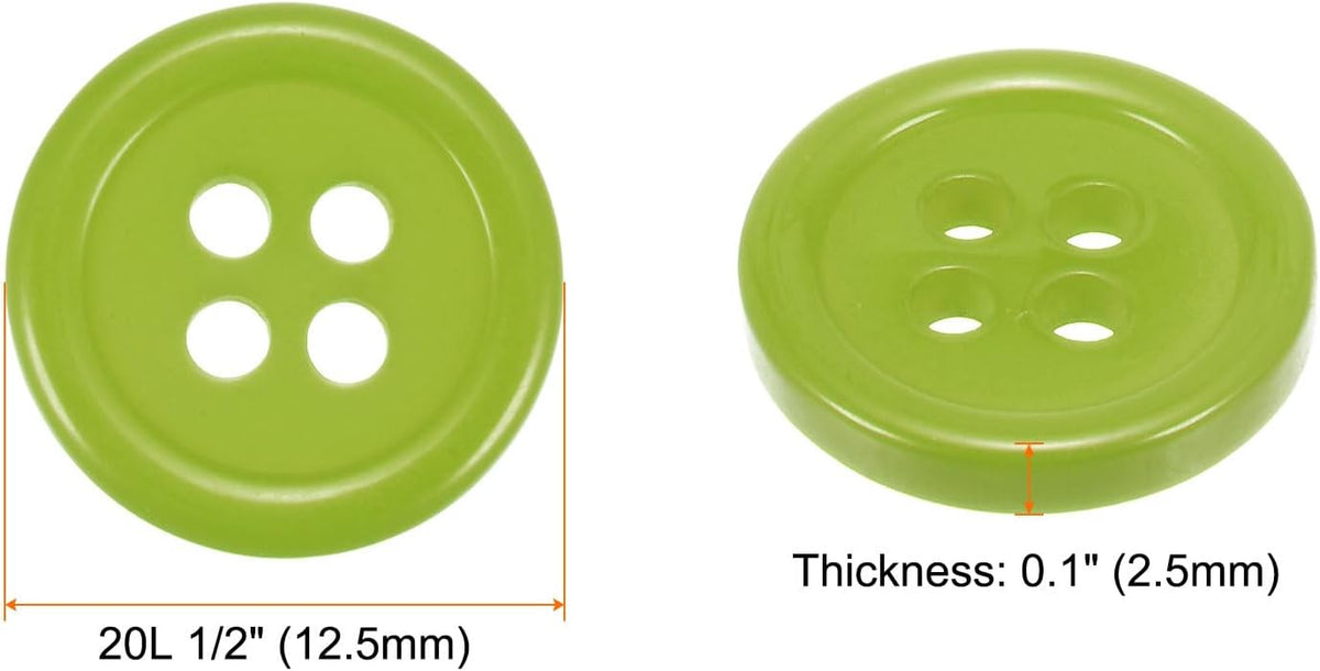HARFINGTON 10pcs 20L Sewing Buttons 1/2"(12.5mm) Resin Round Flat