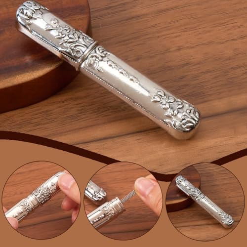 GORGECRAFT Vintage Needle Storage Case Antique Silver Needles Tubes