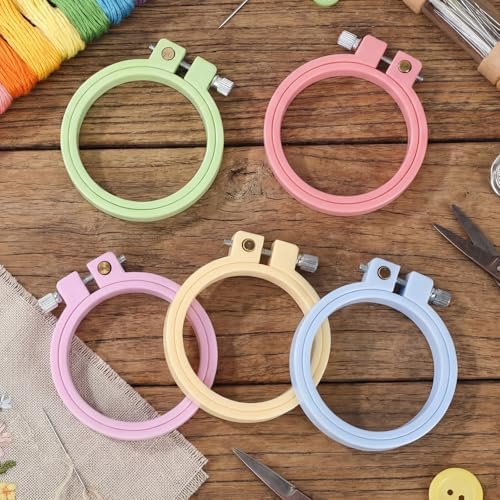 Hotop 10 Pcs Mini Embroidery Hoops ABS Plastic, Round