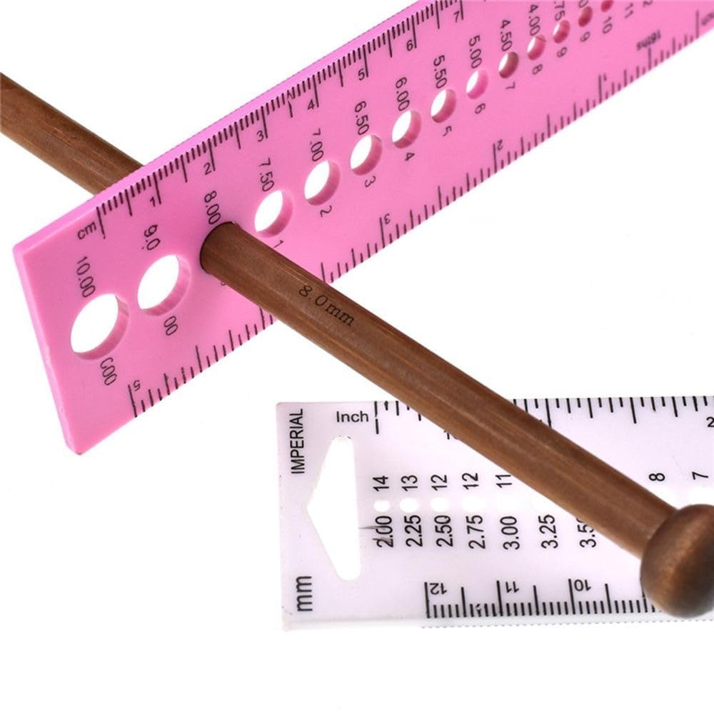 1PCS Plastic 2.0mm-10.0mm Crochet Hook Measure Ruler,All in One