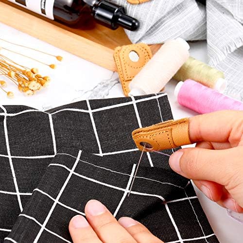 WILLBOND 4 Pcs Leather Thimble Finger Protector for Hand Sewing, 2