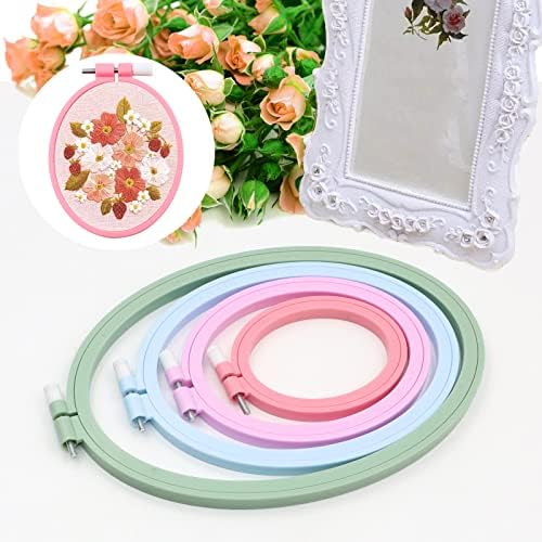 ZOCONE 4 Pcs 4 Size Oval Embroidery Hoops, ABS Plastic Embroidery