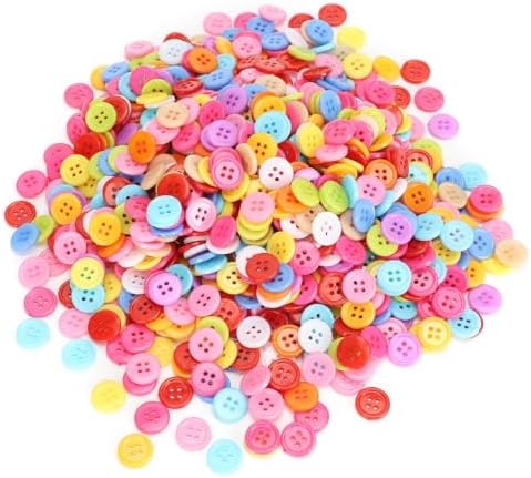 1000 PCS Assorted Mixed Color Buttons, 2 and 4 Holes Round Craft