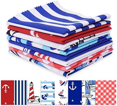Soimoi 8 Pc Fat Quarter Bundle - Nautical Prints Print 18"x 22" DIY