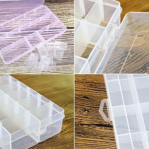 5 Pcs 36 Grids Clear Plastic Organizer Box with Label Stickers