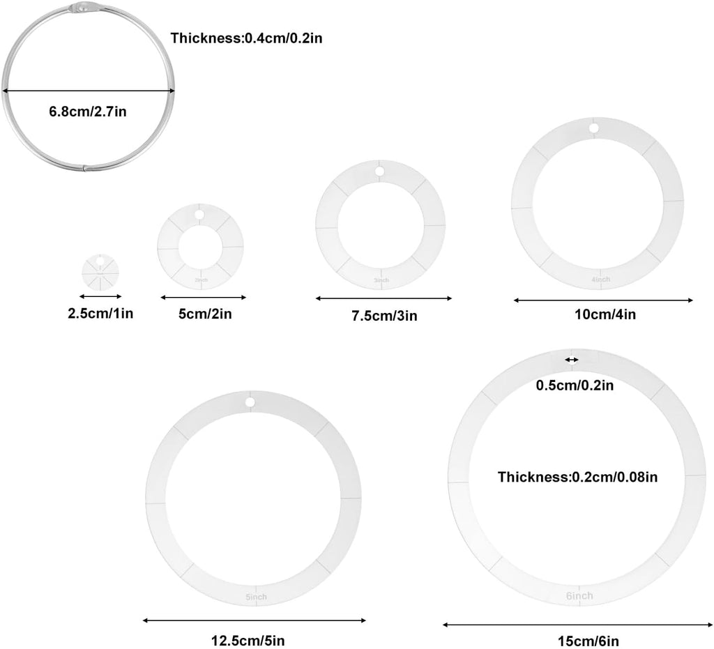 6pcs Circle Quilting Templates for Sewing, Different Sizes Round