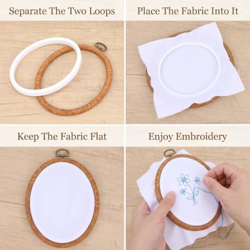 10 Pack Oval Embroidery Hoops 4.3"x5.3", Cross Stitch Hoop Ring for
